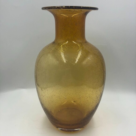 Vintage Amber Handblown Glass Tabletop Vase Weight Bottom - Picture 3 of 9